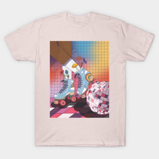 Roller-Disco Party T-Shirt by DejaDoodlesArt